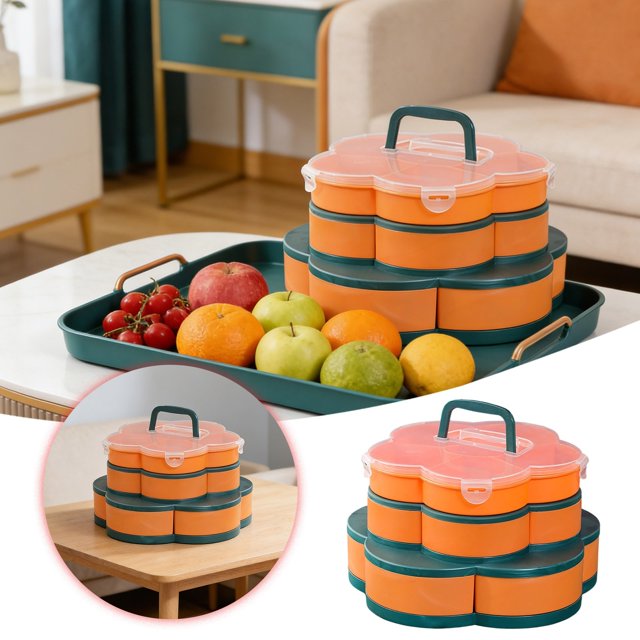 BotaniNest Rotating Snack Platter With Lid Perfect Dip And Serving Tray For Parties Picnics And Travel