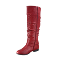 thumbnail image 3 of Bottes Cavalières à Fermeture Éclair pour Femmes, Hauteur Genou, Décontractées, Talon Plat Bas, Bottes d'Hiver, Chaussures ( Rouge, 8), 3 of 5