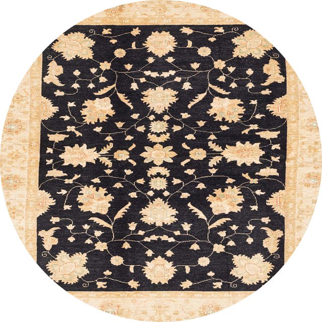 Ahgly Company Tapis d'Intérieur Ronds Abstraits Brun Or de Style Oriental, 4 Pieds Rond