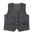 thumbnail image 2 of Kcodviy Gilet Rétro pour Garçons Style Cowboy en Cuir Suédé Col en V Décontracté Style Western Vintage, 2 of 8