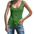 thumbnail image 2 of Timegard Camisoles Grande Taille pour Femmes Col Rond à Boutons Sans Manches Hauts Décontractés T-Shirt en Tricot Uni, 2 of 6