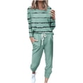 thumbnail image 3 of UPPADA Ensembles Confortables pour Femmes, Survêtement pour Femmes Ensemble 2 Pcs Chandails à Col Rond Chandails Molletonnés Hauts à Enfiler Pantalons Jogger Ensembles de Détente avec Poches Vert, TG, 3 of 6