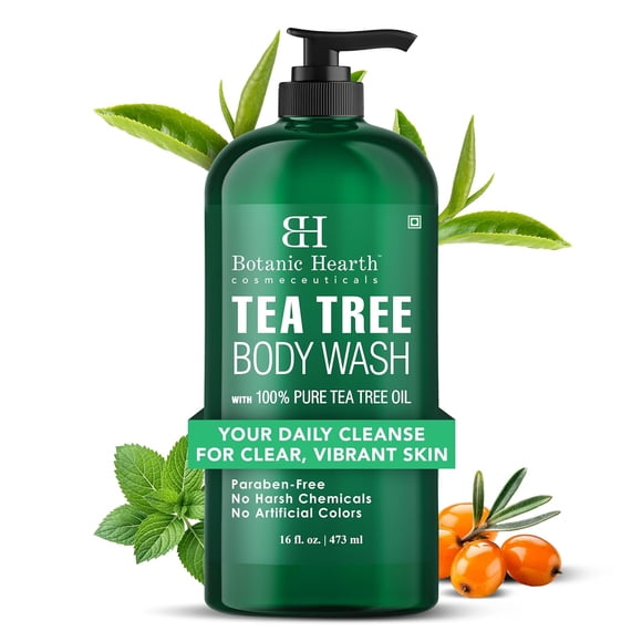 Botanic Hearth Tea Tree Body Wash -16 fl oz- All-Natural & Odor-Control Shower Gel for Acne, Athlete’s Foot, Ringworm, Jock Itch & Healthy Skin, Sulfate & Paraben Free, for Men & Women