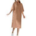 thumbnail image 1 of fatyb Robes d'Été 2025 pour Femmes Manches Courtes Décontractées Robes T-Shirt Col Rond Amples Unies Longues Robes, 1 of 6
