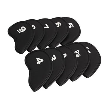 KAKOWELY Housse de Club 10 Pcs Néoprène Robuste Épais Housses de Club Ensemble Housses pour Tête en Fer (Noir)5.91"X3.35"X2.76 Pouces