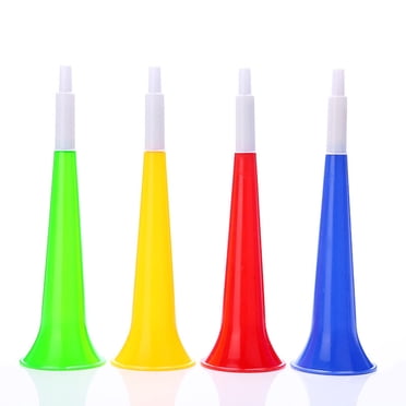 4pcs Football Fan Vuvuzela Horn Toys, Colorful Plastic Cheering Props, Loud Sound Sports Event Supplies, Safe Smooth Edge Portable Party Favors Children Gift Toy