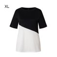 thumbnail image 2 of T-shirt Femme à Manches Courtes Color Block, Col Rond, Noir, TG, 2 of 7