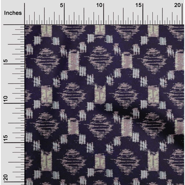 oneOone Tissu Polyester Lycra Tissu Imprimé Kasuri Géométrique 1 Yard 56 Pouces de Large
