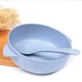 thumbnail image 1 of Children Wheat Straw Bowl Household Baby Toddler Feeding Bowl for Cereal Rice Snack with Spoon Blue, 1 of 1