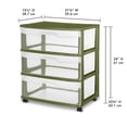 thumbnail image 2 of Sterilite Wide 3 Drawer Cart, Green, 2 of 6
