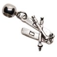 thumbnail image 1 of Dave The Bunny Ski Charm With Stainless Steel Connector Bead, Metal Alloy Skis And Poles Pendant For Bracelets, Necklaces, Keychains And Personalized Ski Gear, 1 of 5