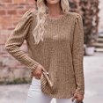 thumbnail image 1 of Yuyuzo Hauts à Col Rond à Volants Manches Longues Rayés Couleur Unie Automne Décontracté, 1 of 6