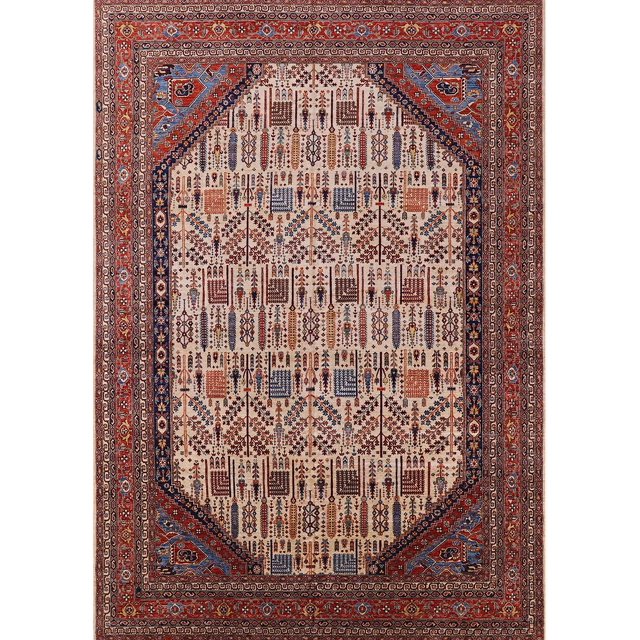 Ahgly Company Indoor Rectangle Mid-Century Modern Camel Brown Oriental Area Rugs, 8' x 10'