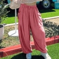 thumbnail image 4 of Yuyuzo Women's Wide Leg Pants Elastic Waisted Drawstring Long Pants With Pockets Ladies Solid Color Loose Lounge Trousers, 4 of 7