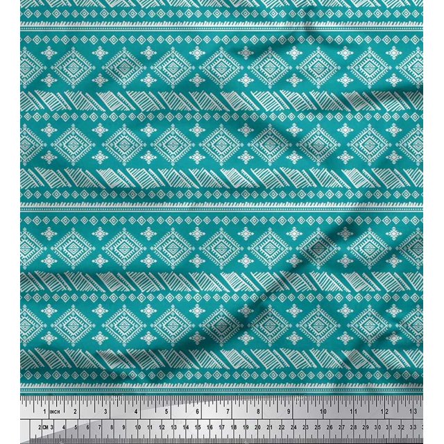 Soimoi Silk Fabric Aztec African Print Fabric by Yard 42 Inch Wide