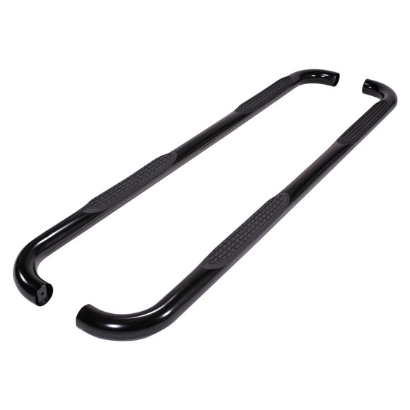 Fits 2009-2014 Ford F-150 TrailFX Nerf Bar 1130304093 TFX Round Tube Side Steps; With Step Pads; 3 Inch Round Bent; Powder Coated; Black; Steel; Without End Caps; Rocker Panel Mount