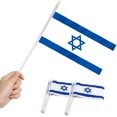 thumbnail image 1 of Anley Israel Mini Flag 12 Pack - Hand Held Small Miniature Israeli Flags on Stick - 5x8 Inch with Solid Pole & Spear Top, 1 of 6
