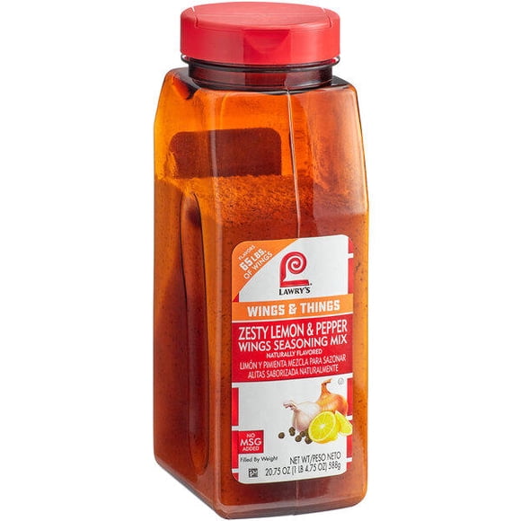 Lawry's Zesty Lemon and Pepper Wings Seasoning Mix – Vibrant Citrus Burst & Bold Cracked Black Pepper Crunch, 588g Commercial Shaker Bottle – Premium High-Yield Foodservice Poultry Spice Rub