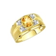 thumbnail image 3 of RYLOS Men's Rings 14K Yellow Gold Rings Classic Designer Style 8X6MM Oval Gemstone &  Diamond Ring Citrine November Birthstone Rings For Men Size 12, 3 of 7