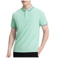 thumbnail image 2 of Styesk T Shirts for Man Solid-Color Casual Button Short Sleeve Turndown Collar Blouse Shirt, 2 of 5
