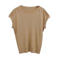 thumbnail image 3 of LLYWEY Girls Ribbed Sweaters , Casual Loose Cap Sleeve Round Neck Pullover Tops Fall Shirts, Khaki, M, 3 of 3