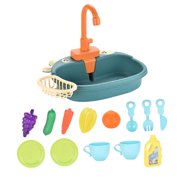 Lipstore Kitchen Sink Toys with Running Water Gifts Play Sink for Children Kids Girls Blue