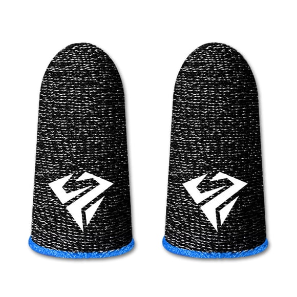 transemion 10 Pieces Mobile Phone Gaming Fingertip Sleeves Sensitive Sweatproof Anti-slip Gloves Anti-fingerprint Ultrathin Fiber Covers Blue Type 2