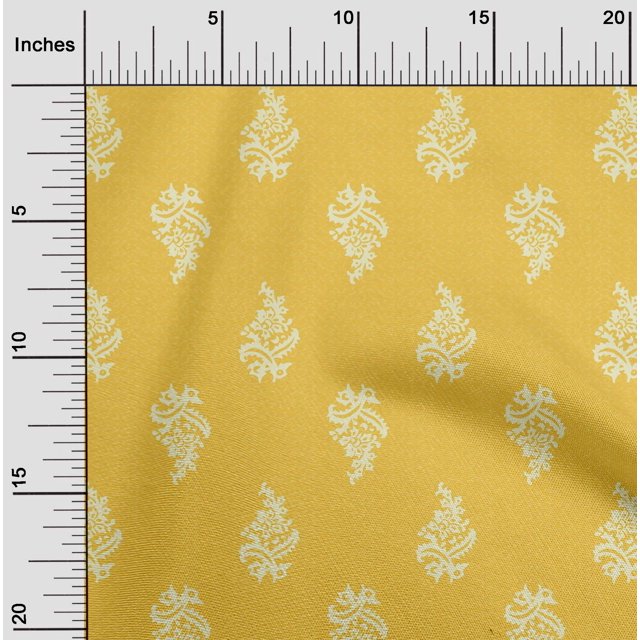 oneOone Georgette Viscose Fabric Leaves & Floral Block Decor Fabric Printed BTY 42 Inch Wide