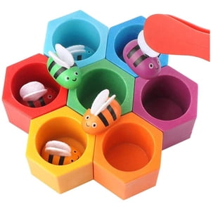 Jeux de conseil éducatif Conseil de ruche en bois Clipping Bee Couleur Cognition Jeu Interactif Jouet pour enfants