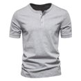 thumbnail image 5 of CHGBMOK Mens T-shirts Solid Color Leisure Button Motion Breathable Short Sleeve Round-Neck Blouses Sizes S-3XL, 5 of 5