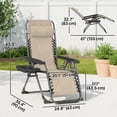 thumbnail image 3 of Outsunny Zero Gravity Chair Set of 2 with Cup Holder, Headrest, Light Brown, 3 of 10