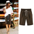 thumbnail image 2 of Timegard Shorts for Women Elastic Waisted Drawstring Solid Color Summer Casual Half Pants with Pockets, 2 of 3