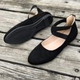 thumbnail image 4 of Ladys Single Shoes Suede Surface Elastic Ankle Strap Soft Sole Pointy Toe Flats Bottom Ballet Rear Ankle Zipper Shoes New Large Size Shallow Mouth Elastic Flat Shoes Black, 4 of 7