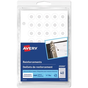 Avery White Reinforcement Labels, ¼" Diameter - 20260