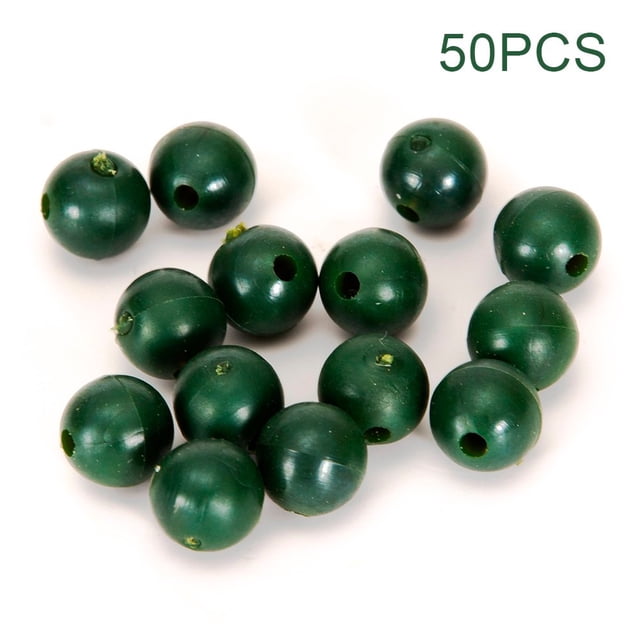 Splihome 50 Pcs Perles de Pêche à la Carpe Rondes en Caoutchouc Souple Flottantes à Ressort 6/8 mm Vert