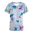 thumbnail image 4 of EGNMCR Sarraus pour Femmes Mode pour Femmes Col en V Imprimé Manches Courtes Poche Combinaison Haut Cadeaux pour Femmes, 4 of 4