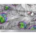 thumbnail image 3 of Soimoi Modal Satin Fabric Peacock Feather Print Sewing Fabric Yard 42 Inch Wide, 3 of 3