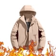 thumbnail image 3 of Sentmoon Men Winter Jacket Solid Color Long Sleeve Winter Coat Men's Oversized Keep Warm Zipper Windbreaker Waterproof Men's Hoodie with Pockets Fall Stylish for Walking and Daily M, 3 of 7