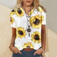 thumbnail image 3 of Cameland T-Shirt à Manches Courtes Décontracté d'Été pour Femmes, à Boutons, Col Rond, Chandail Blouse Hauts, 3 of 5