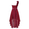 thumbnail image 2 of RUNQHUI Robe à une Épaule pour Enfants Filles en Chiffon Demoiselle d'Honneur Robe Haute Basse Robe de Soirée Formelle Bourgogne 16, 2 of 6