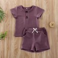thumbnail image 4 of Baby Boy Girl 2PCS Outfits Short Sleeve Button Tee Shirt Drawstring Shorts Pants Casual Clothes Set, 4 of 9