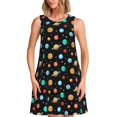 thumbnail image 1 of Bixox Robe Sans Manches à Imprimé Planètes Système Solaire pour Femmes avec Poches, Robe Débardeur Longueur Genou pour l'Été-TTG, 1 of 7