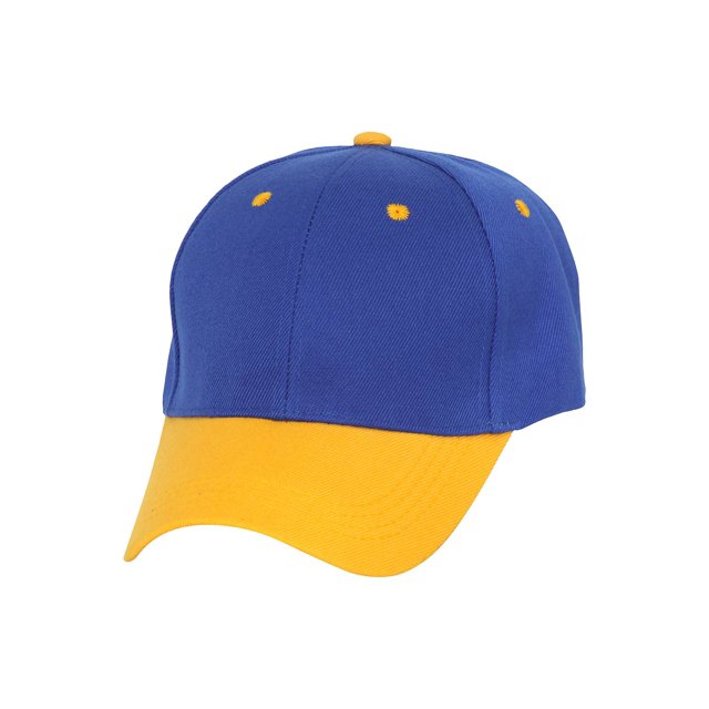 Casquette de Baseball Bicolore Ajustable, Jaune Royal