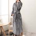 thumbnail image 2 of KIHOUT Peignoirs pour Femmes Hiver Chaud Robe de Nuit Peignoirs pour Couple Pyjamas Uni Manches Longues Peignoir à Cordon Tenue de Détente, 2 of 6