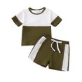 thumbnail image 1 of Gupgi Baby Boys Summer Shorts Sets Short Sleeve Contrast Color T-Shirts and Drawstring Shorts, 1 of 9