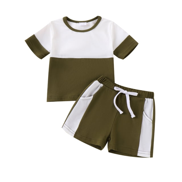 Gupgi Baby Boys Summer Shorts Sets Short Sleeve Contrast Color T-Shirts and Drawstring Shorts