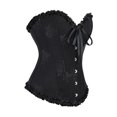 thumbnail image 4 of Haut Corset à Volants pour Femmes, Gaine Florale, Bustier à Armatures, Shapewear, Overbust, Fête, Corsets Push-Up pour Robe, Noir, TTG, 4 of 7