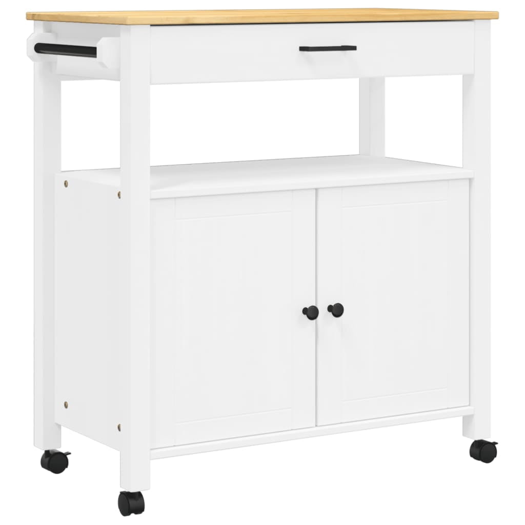 vidaXL Kitchen Trolley Rolling Cart on Wheels Living Room Solid Wood Pine