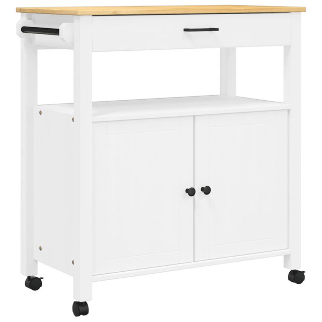 vidaXL Kitchen Trolley Rolling Cart on Wheels Living Room Solid Wood Pine