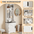 thumbnail image 2 of Bingirl 23.6" Farmhouse Hall Tree with Shoe Storage, Small Coat Rack Cabinet with 5 Hooks, Shoe Cabinet & Open Shelves, Entryway Shoe Storage Bench for Mudroom, Hallway, Living Room, 2 of 5